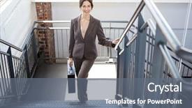  Presentation with hedera helix climbing - Slides featuring portrait of beautiful businesswoman climbing background and a gray colored foreground