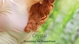  Presentation with beautiful flower elegant - Audience pleasing presentation design consisting of portrait of beautiful dreamy woman in the park gentle flower wreath in curly red hair sensual elegant female enjoying spring nature backdrop and a mint green colored foreground