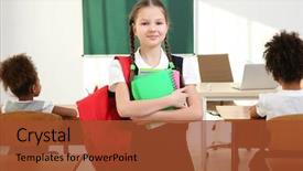  Presentation with elementary - Amazing presentation having portrait of beautiful elementary schoolgirl standing in classroom backdrop and a red colored foreground