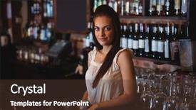  Presentation with portrait of excited overjoyed female - Colorful slide set enhanced with portrait of beautiful female bar backdrop and a tawny brown colored foreground