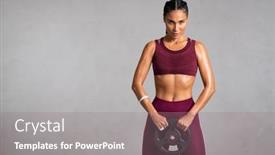  Presentation with heavy weight - Presentation design with portrait-of-beautiful-fit-woman background and a gray colored foreground