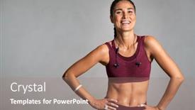  Presentation with fitness - Amazing slide deck having portrait-of-beautiful-fitness-woman backdrop and a coral colored foreground