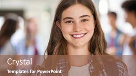  Presentation with college campus - Theme featuring portrait-of-beautiful-girl-standing background and a tawny brown colored foreground