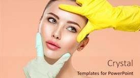  Presentation with skin doctor - Cool new PPT theme with portrait-of-beautiful-girl backdrop and a coral colored foreground