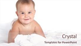  Presentation with happy baby - Slide deck with portrait of beautiful happy baby background and a  colored foreground