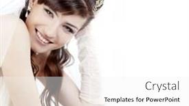  Presentation with bride - Amazing slide deck having portrait-of-beautiful-happy-bride backdrop and a  colored foreground