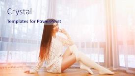  Presentation with house forest - Cool new presentation theme with portrait-of-beautiful-happy-stylish backdrop and a sky blue colored foreground