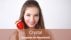  Presentation with valentine - Audience pleasing slide deck consisting of portrait of beautiful happy woman holding a valentine day symbol backdrop and a red colored foreground