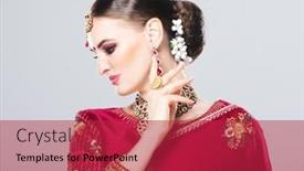  Presentation with indian - Slide set having portrait-of-beautiful-indian-girl background and a red colored foreground