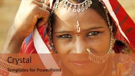  Presentation with rajasthan - Theme with portrait of beautiful indian woman background and a red colored foreground