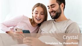  Presentation with joyful - PPT theme consisting of portrait-of-beautiful-joyful-couple background and a coral colored foreground