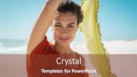  Presentation with green fashion - Cool new PPT theme with portrait-of-beautiful-latin-girl backdrop and a tawny brown colored foreground