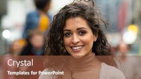  Presentation with curly hair - Cool new PPT theme with portrait-of-beautiful-latin-woman backdrop and a tawny brown colored foreground