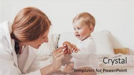  Presentation with loving mom - PPT theme having her 8 months old baby background and a coral colored foreground