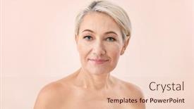  Presentation with beautiful skin - Audience pleasing slide set consisting of portrait-of-beautiful-mature-woman backdrop and a lemonade colored foreground