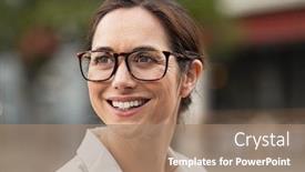  Presentation with city street - Audience pleasing slide deck consisting of portrait-of-beautiful-mature-woman backdrop and a coral colored foreground
