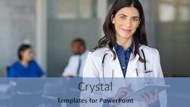  Presentation with using digital tablet - Theme enhanced with portrait-of-beautiful-mature-woman background and a teal colored foreground