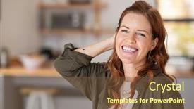  Presentation with relaxing - Colorful presentation theme enhanced with portrait-of-beautiful-mature-woman backdrop and a tawny brown colored foreground