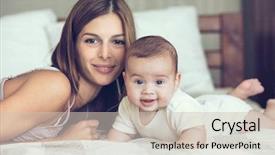  Presentation with mother baby asian breastfeeding - PPT theme having portrait of beautiful mother playing background and a soft green colored foreground