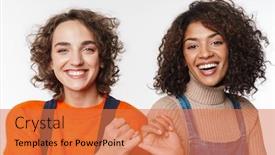  Presentation with women - Slides having portrait-of-beautiful-multinational-women background and a red colored foreground