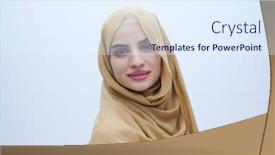  Presentation with woman muslim - Colorful slides enhanced with portrait-of-beautiful-muslim-woman backdrop and a sky blue colored foreground