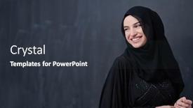  Presentation with woman muslim - Presentation theme having portrait-of-beautiful-muslim-woman background and a tawny brown colored foreground