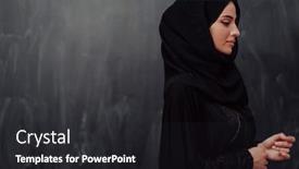  Presentation with islam ramadan - PPT theme featuring portrait-of-beautiful-muslim-woman background and a dark gray colored foreground