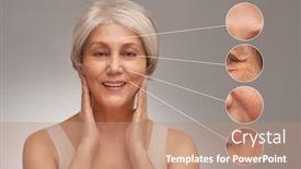  Presentation with aging skin - Colorful theme enhanced with portrait-of-beautiful-senior-woman backdrop and a coral colored foreground