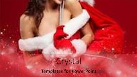  Presentation with sexy girl - Slide deck having portrait of beautiful sexy girl wearing santa claus clothes background and a red colored foreground