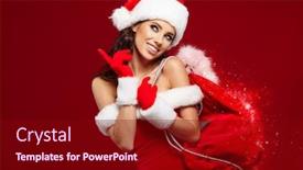  Presentation with sexy girl - Cool new slides with portrait of beautiful sexy girl wearing santa claus clothes backdrop and a crimson colored foreground