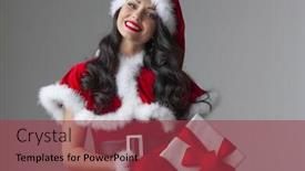  Presentation with sexy girl - Slides consisting of portrait of beautiful sexy girl wearing santa claus clothes background and a red colored foreground