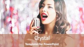  Presentation with glitter - Presentation design enhanced with portrait of beautiful singing woman against bright glitter background background and a coral colored foreground
