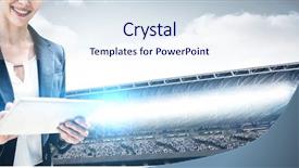  Presentation with beautiful black women smiling - Presentation theme consisting of portrait of beautiful smiling businesswoman background and a sky blue colored foreground