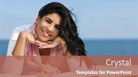  Presentation with native american - Colorful PPT theme enhanced with portrait of beautiful smiling native american girl laying at beach backdrop and a red colored foreground