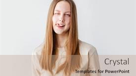  Presentation with teen girl - PPT layouts featuring portrait-of-beautiful-smiling-teen background and a coral colored foreground