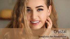  Presentation with beautiful black women smiling - Theme having portrait of beautiful smiling woman background and a  colored foreground