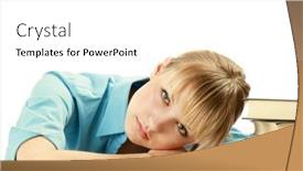  Presentation with tired - Audience pleasing slide set consisting of portrait-of-beautiful-tired-blonde backdrop and a white colored foreground