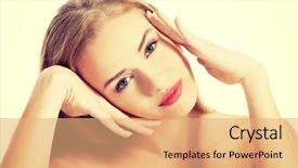  Presentation with spa concept - Beautiful PPT theme featuring portrait of beautiful topless caucasian backdrop and a  colored foreground