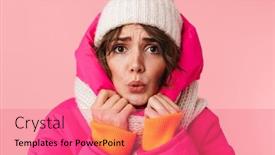  Presentation with black women beautiful woman - Cool new PPT layouts with portrait-of-beautiful-unhappy-woman backdrop and a coral colored foreground