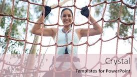  Presentation with net - PPT theme featuring portrait-of-beautiful-woman-climbing background and a lemonade colored foreground