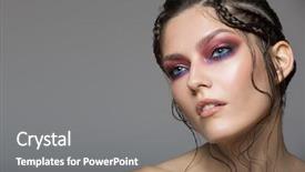  Presentation with mens fashion portrait - Slide deck featuring portrait of beautiful woman fantasy background and a gray colored foreground