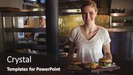  Presentation with french restaurant - Theme with portrait-of-beautiful-woman-holding background and a wine colored foreground