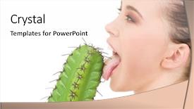  Presentation with thorns - Slide deck consisting of portrait of beautiful woman licking background and a white colored foreground
