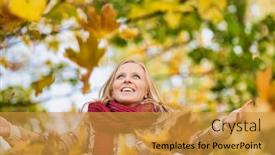  Presentation with maple leaves - Cool new presentation with portrait-of-beautiful-woman-playing backdrop and a gold colored foreground