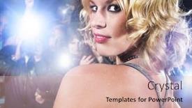  Presentation with being a single woman - Beautiful PPT theme featuring portrait-of-beautiful-woman-posing backdrop and a lemonade colored foreground