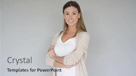  Presentation with grey - PPT theme consisting of portrait-of-beautiful-woman-standing background and a light gray colored foreground
