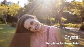  Presentation with real woman hair texture human - Audience pleasing PPT theme consisting of portrait of beautiful woman swaying backdrop and a  colored foreground