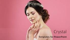  Presentation with pink wedding - Slide set with portrait-of-beautiful-woman-wedding background and a coral colored foreground
