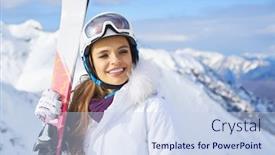  Presentation with ski - Audience pleasing slide set consisting of portrait-of-beautiful-woman backdrop and a sky blue colored foreground