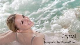  Presentation with spa - Audience pleasing slides consisting of portrait of beautiful woman in spa jacuzzi backdrop and a coral colored foreground